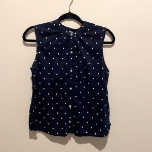Old Navy Blue and White Polka Dot Button Down Tank